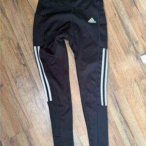 Adidas Women’s Black Leggings with White Stripes